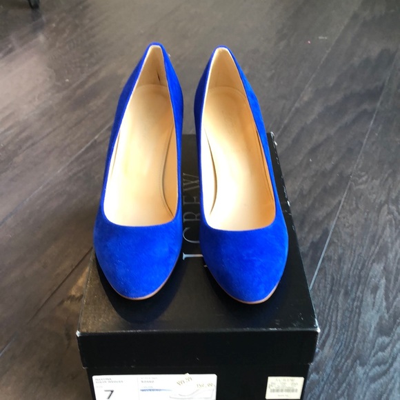 J. Crew Shoes - J Crew Martina suede wedges 7 blue purple